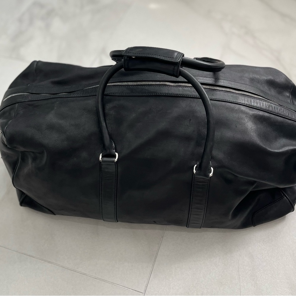Large Coach Black Leather Voyager Duffle Bag - Internal Pockets, Great Condition - Picture 4 of 12